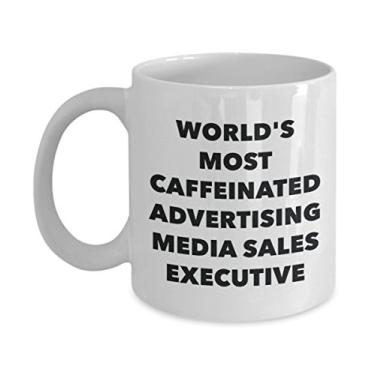 Imagem de Caneca executiva de vendas de mídia de publicidade World's Most Caffeinated - Caneca de café de cacau quente divertido - Presente de aniversário de Natal aniversário mordaça