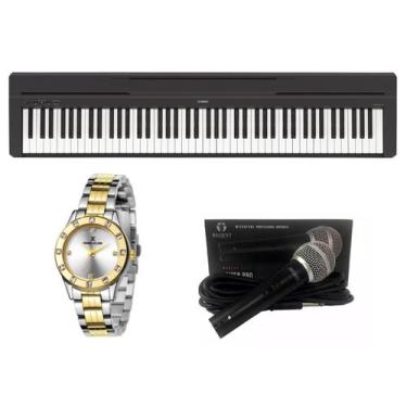 Imagem de Kit Piano Digital Yamaha P45 Microfone E Relógio Dk11155-7