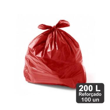 Imagem de Saco De Lixo 200 Litros Vermelho M5 Reforçado 100Un Plast Veneza