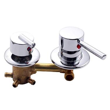 Imagem de Interruptores de chuveiro de 3/4/5 vias, controle de torneiras de sala de latão, acessórios para cabine de mistura, válvula de mistura, painel de entrada de torneira de desviador de água quente e fria, peça de reparo de conversão, cartucho de cerâmica, suporte duplo