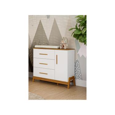 Imagem de Cômoda Bebê Retro Moveis Peroba Guti 03 gavetas 01 porta MDF