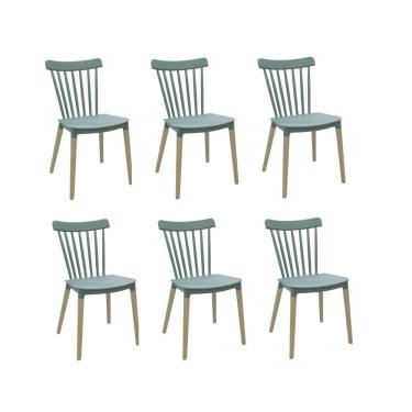 Imagem de Kit 6 Cadeiras Encosto Vazado Janaina Rivatti Móveis Verde Menta