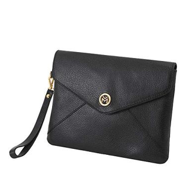 Imagem de Bolsa Carteira Clutch Feminina de Couro Bovino Legítimo Mariart Luciana (Preto)