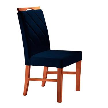 Imagem de Kit 4 Cadeiras de Jantar Estofada Azul em Veludo Kare