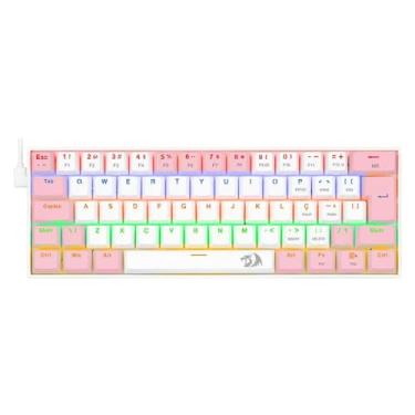 Imagem de Teclado Mecânico Gamer Redragon Lakshmi Rainbow (Switch Blue) - Branco e Rosa