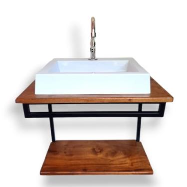 Imagem de Bancada para Cuba pia de banheiro suspenso Gabinete estilo industrial