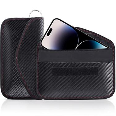 Imagem de Bolsa Faraday para chaves de carro, bolsa Faraday, suporte de bloqueio de sinal RFID para carro, protetor de chaveiro, porta-chaves, porta-chaves, bloco de sinal, antifurto (pacote com 2)