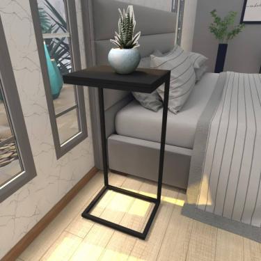 Imagem de Mesa De Cabeceira Industrial Preta Mdf Canto Quarto Mesas De Cabeceira Mesinha Cabeçeira Cabiceira