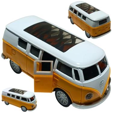 Imagem de Power Toys TECH - Miniatura Kombi: Carrinho de Ferro com Portas que Abrem e Pneus de Borracha Cor Amarela