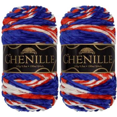 Imagem de Fio de chenille JubileeYarn - 100 g/novelo penteado - Aztlán - veludo multicolorido variegado - 2 novelos