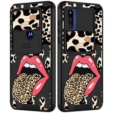 Imagem de Goocrux Capa de telefone para Moto G Pure para mulheres e meninas capa com estampa de oncinha fofa com lábios de leopardo design animal estética feminina com capa de câmera deslizante capas de moda exclusivas para Motorola Moto G Pure 6,5 polegadas