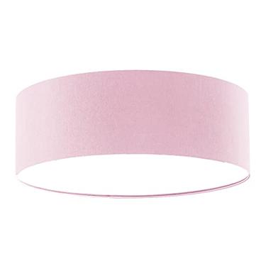 Imagem de Luminária Plafon Redondo Cúpula em Tecido 40x15 Cor:Rosa5939