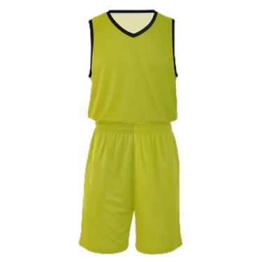 Imagem de CHIFIGNO Camisetas de basquete gradiente azul para crianças, tecido macio e confortável, camiseta de futebol infantil 5T-13T, Gradiente verde amarelo, M