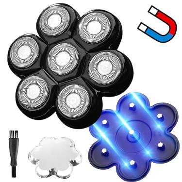 Imagem de Universal Magnetic 7 Blades MAWAER Cabeças de substituição para barbeador de cabeça compatíveis com a série Freedom Gold Head Shaver e muitas marcas, cabeças de substituição para barbeador de cabeça