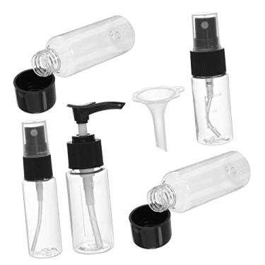 Imagem de Housoutil 1 conjunto de frascos de viagem dispensador de cosméticos recipientes portáteis de higiene pessoal recipiente líquido de viagem frascos pulverizadores cosméticos xampu transparente preto