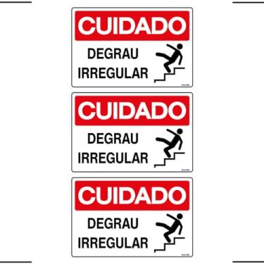 Imagem de Combo 3 Placas De Sinalização Cuidado Degrau Irregular 30x20 Ekomunike - S-216/1 F9e