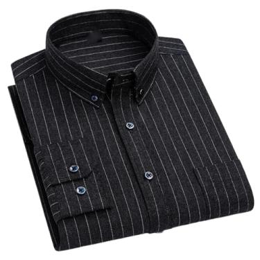 Imagem de Camisas casuais de flanela xadrez para homens outono inverno manga longa clássica xadrez camisa social roupas masculinas, Sm-15, P