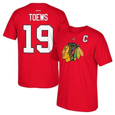 Imagem de Camiseta NHL Chicago Blackhawks #19 Jonathan Toews Home Premier N and N, grande, vermelha