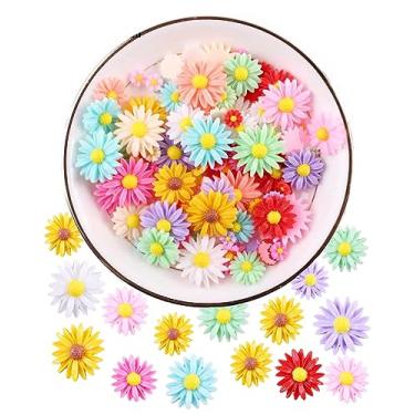 Imagem de 100 peças sortidas 5 tamanhos margarida flor resina geleca berloques contas de plástico enfeite cabochões para fazer joias, fazer cartões, scrapbooking acessórios para cabelo artesanato DIY (multi)