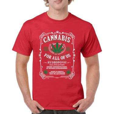 Imagem de Camiseta masculina Cannabis for All 420 Weed Leaf Smoking Marijuana Legalize Pot Funny High Stoner Humor Pothead, Vermelho, 3G