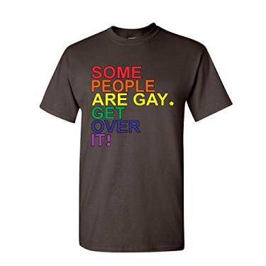 Imagem de Some People are Gay. Get Over It! Camiseta LGBTQ Pride Rainbow masculina, Marrom, G