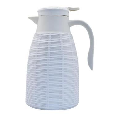Imagem de Garrafa térmica revestida em plástico com rattan 1L L18xP14,5xA26,5cm branca