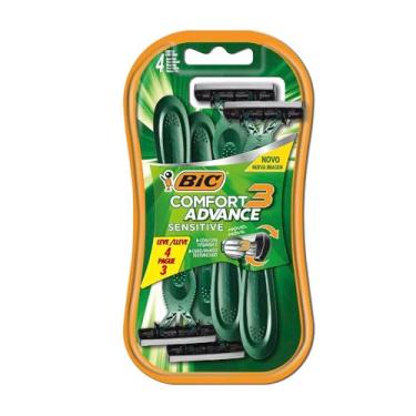 Imagem de BIC Aparelho De Barbear Comfort 3 Advance Pele Sensível Verde C/ Fita Lubrificante 9298501 Embalagem Leve 4 Pague 3