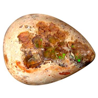Imagem de 24,35 ct Pear Cabochon (24 x 19 mm) opala de fogo matriz mexicana não aquecida 100% natural genuína e extraída da pedra preciosa solta da Terra