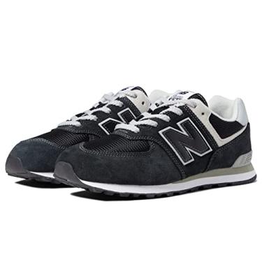 Imagem de New Balance Boy's 574 Core Lace-Up Sneaker, Black/White, 6.5 Wide Big Kid