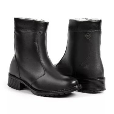 Imagem de Bota Feminina de Inverno em Couro Forrada com Lã Impermeável - Viena (Preto, BR, Adulto, Numérico, 39)