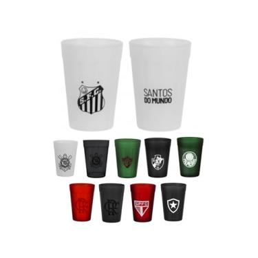 Imagem de Conjunto Com 2 Copos Americanos Personalizados Com Seu Times , 190 ML Vidro Resistente e Com Caixa Para Presente (Santos Branco)