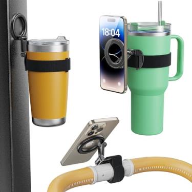 Imagem de TAZENI Suporte magnético para celular Magsafe para garrafa de água para academia, carrinho de bebê, acessórios de ginástica para Stanley Owala Yeti Hydrojug 283.5-1,7 g Tumbler ajustável para iPhone e