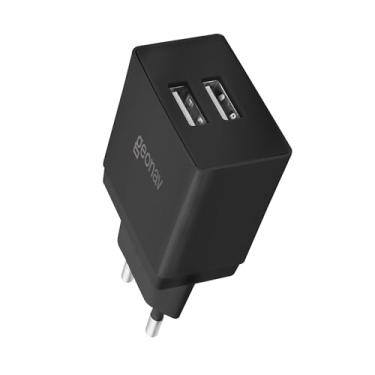 Imagem de Geonav Carregador de Parede universal 2.1A, 2 portas USB, Bivolt, 10W, ESACB2, Preto