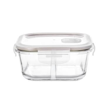 Imagem de Pote Hermetico Quadrado em Vidro Borossilicato com Tampa e Divisória 520Ml L13,7Xp13,7Xa6,5Cm Dynasty - Full Fit