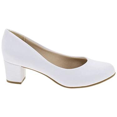 Imagem de Sapato Scarpin Beira Rio Feminino Salto Blocado Branco/Branco 37
