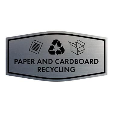 Imagem de Placa de reciclagem de papel e papelão extravagante (prata escovada) - pequena