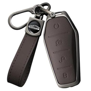 Imagem de Ysbxitu Capa de chaveiro inteligente de 4 botões com chaveiro apto para BYD capa de chave remota compatível com BYD Han Ev Tang Dm Qin PLUS Song Pro/MAX Yuan ATTO 3 capa de chave Dolphin porta-chaves