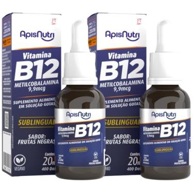 Imagem de VITAMINA B12 METILCOBALAMINA VEGANA ALTO TEOR DE VITAMINA B12 20ML 400 DOSES – APISNUTRI | KIT COM 2 UNIDADES