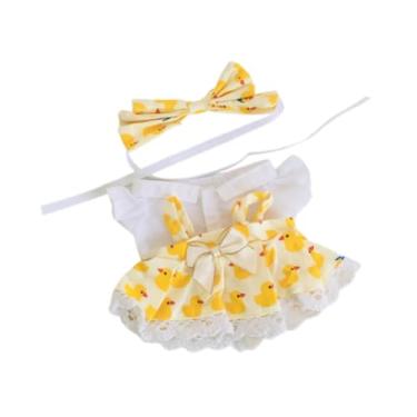 Imagem de menolana 3x 20cm Mini Boneca Roupas Boneca de Pelúcia Saia Camisa e Faixa de Cabelo Traje Boneca Trocando Roupas Jogo para 20cm/7.87inch Boneca de Pelúcia, Padrão de Pato