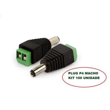 Imagem de Kit 100 Un Conector Plug P4 Macho Com Borne Cftv - Vs