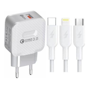 Imagem de Carregador De Celular Turbo Micro Usb V8 3usb Com Cabo - oem