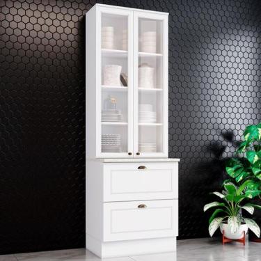 Imagem de Cristaleira Americana 2 Portas 2 Gavetas 100% Mdf Branco Hp - Henn, Mo