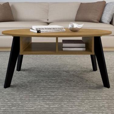 Imagem de Mesa de Centro Diva 2 Nichos Pinho/Preto - Artely - Artely Móveis