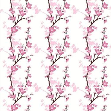 Imagem de Papel De Parede Galhos Com Flores Rosas Auto Colante Sala - LRP