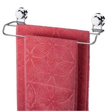 Imagem de Suporte Porta Toalha Toalheiro Duplo Ventosa Banheiro Cromado - 4056 F