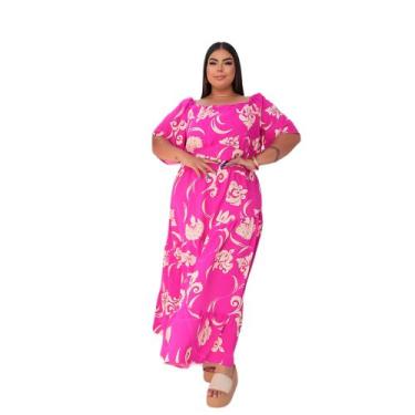 Imagem de Vestido Longo Estampado C/manga 3/4 6 Geração G1 G2 G3 G4 - Reyn Store