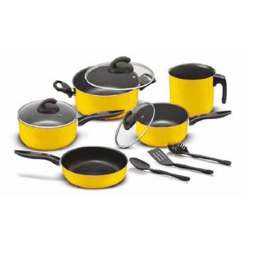 Imagem de Conjunto de panelas teflon amarelo elegan 08 peças antiaderente - Marp