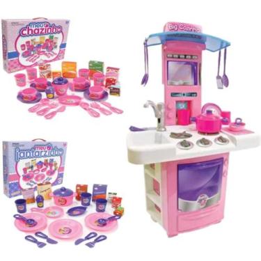 Imagem de Kit Cozinha Jantarzinho Brinquedo Barato P/ Meninas Chazinho - Big Sta