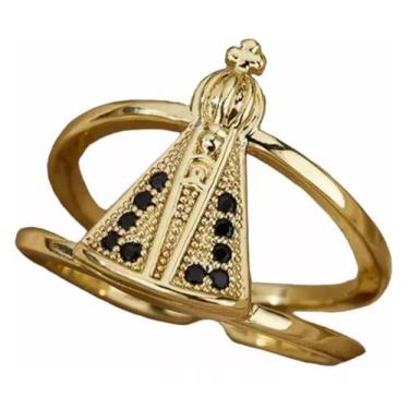 Imagem de Anel Ajustável Feminino Santa Nossa Senhora Banhado A Ouro - Tojoia18K