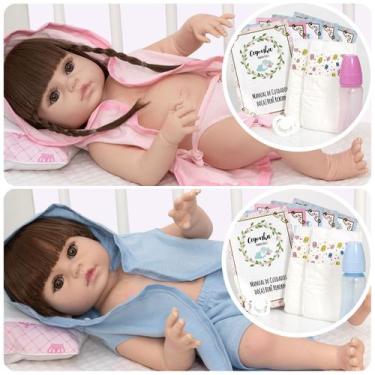 Imagem de Bebe Reborn Realista Gêmeos Recém Nascidos Baby Alive Itens - Cegonha 